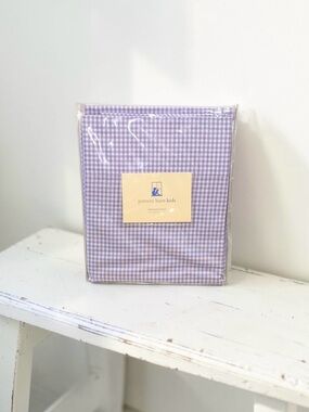 Pottery Barn Kids NWT Lavender Gingham Pole Pocket 44” Panel Curtain